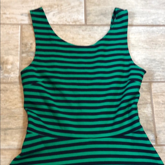 American Eagle Striped Green Navy A line Dress - Picture 2 of 4